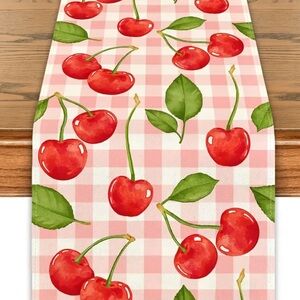 Cherry Print Spring Table Runner - 13”x 72”